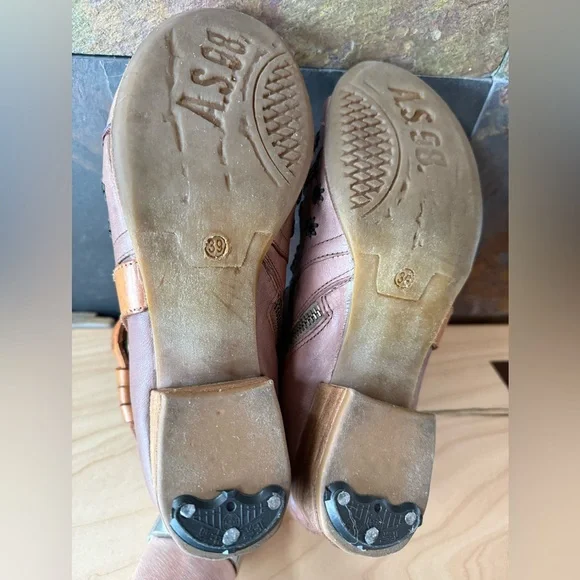 A.S.98 Tofy Peep toe embellished Boho ankle bootie, 39/9 pinkish tan, great shoe - Picture 8 of 16